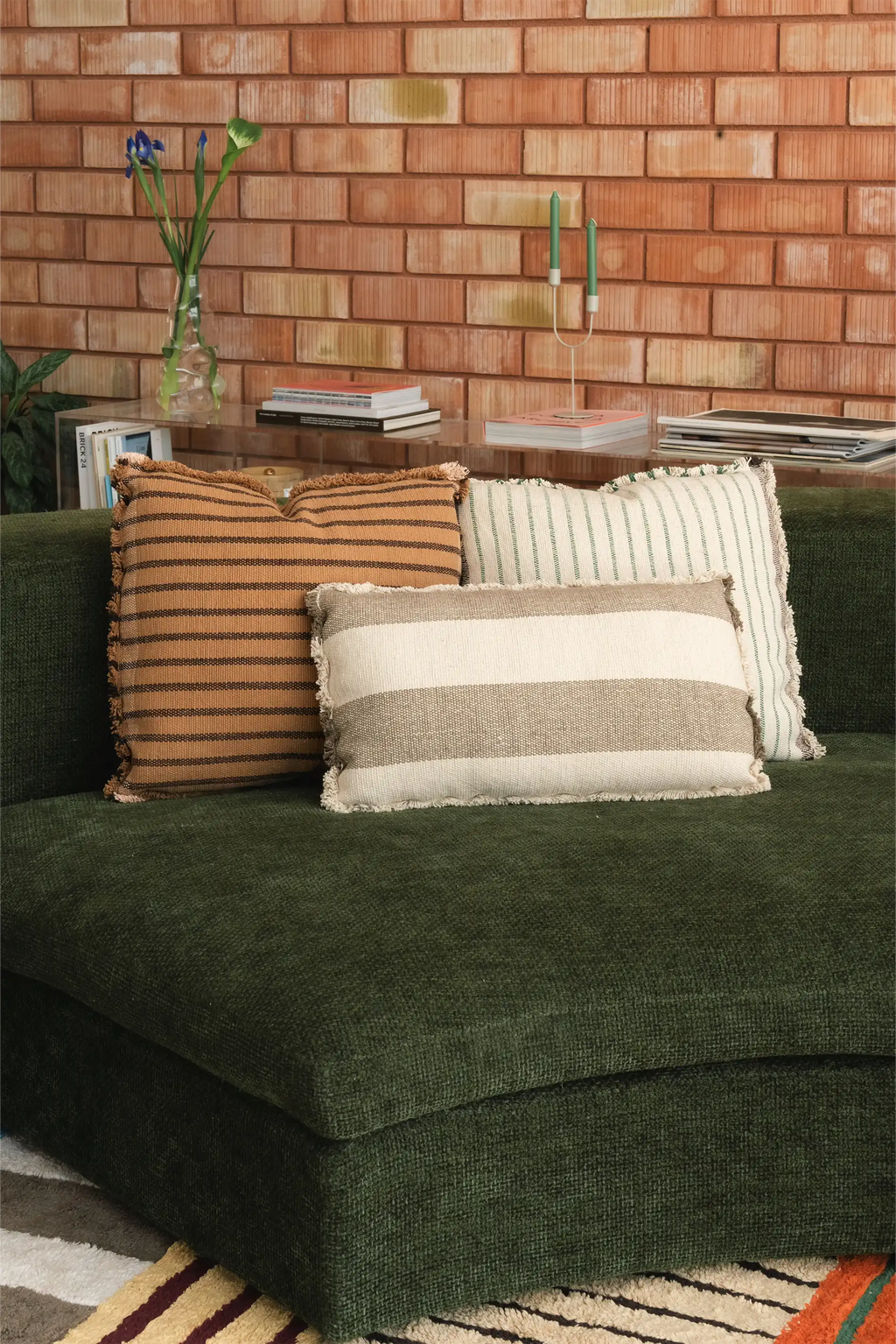 SQUARE CUSHION LINES GREEN