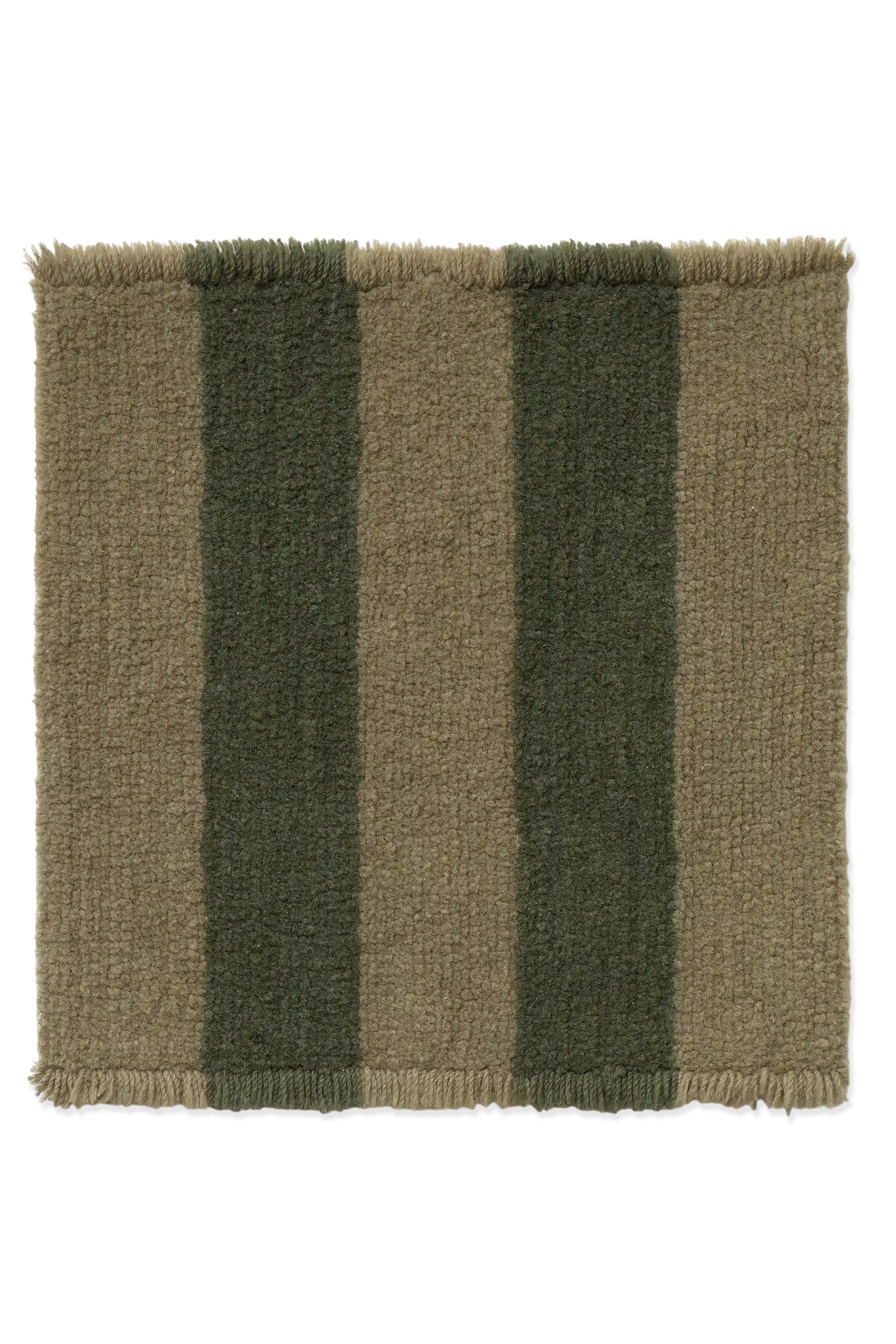 SWATCH WASHABLE RUG CABANA LINES WOOL KAKI AND DUCK GREEN