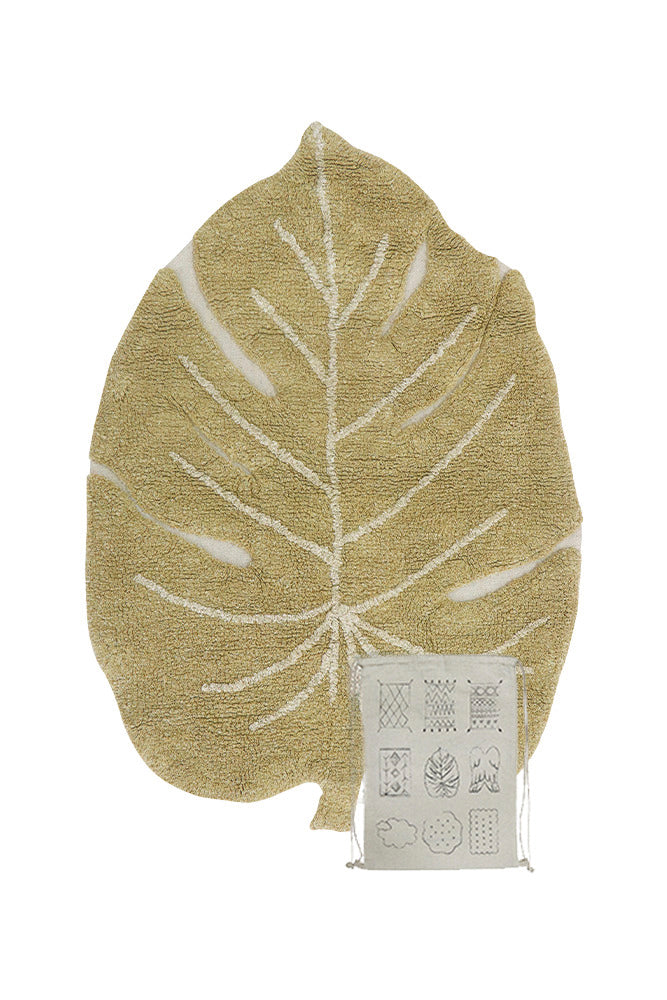 WASHABLE RUG MINI MONSTERA OLIVE