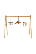BABY GYM WITH SET OF 3 RATTLE TOY HANGERS - SWAN