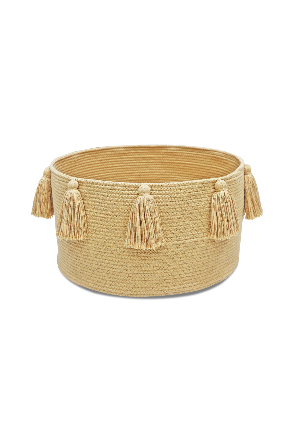 BASKET NEW TASSELS HONEY