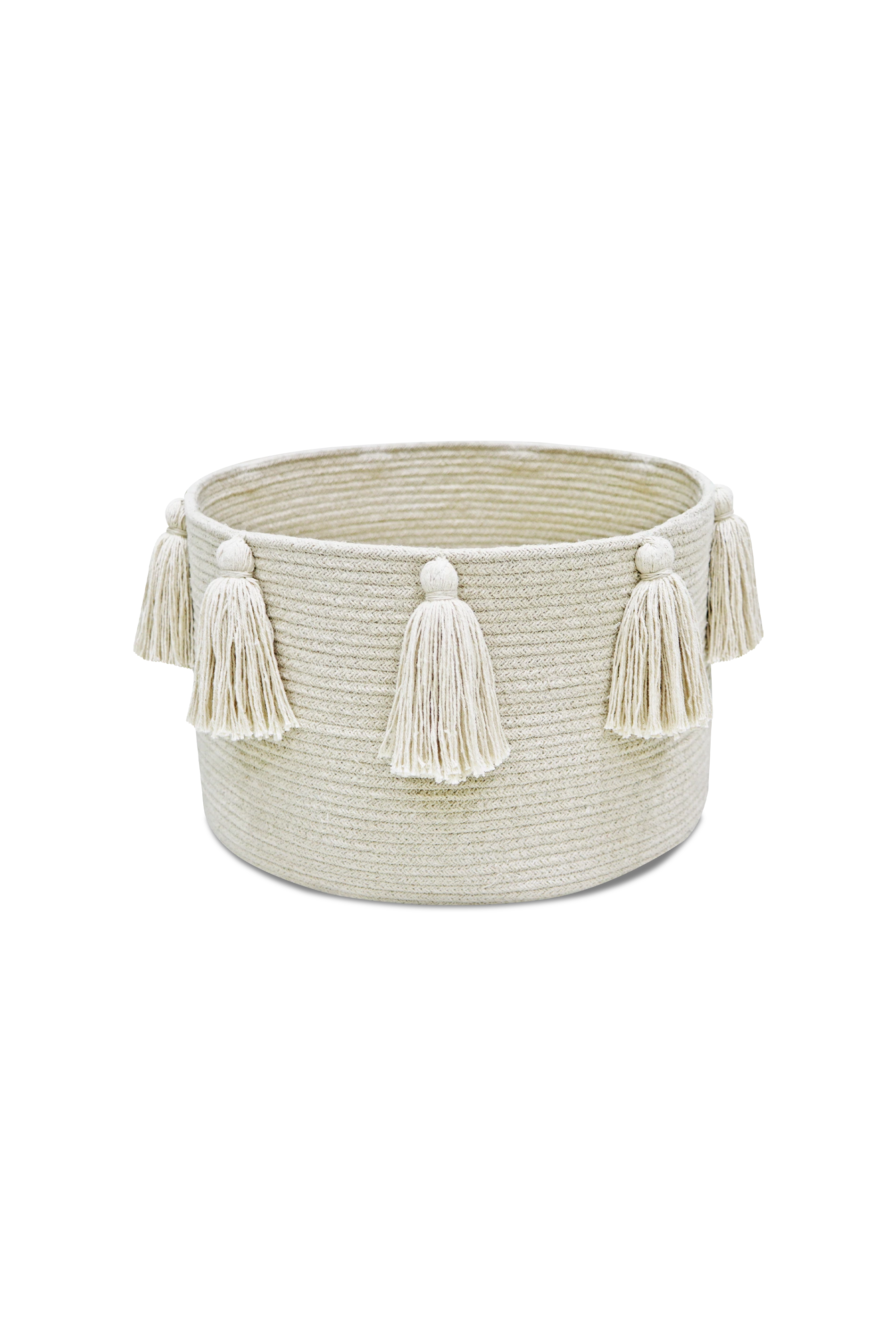 BASKET NEW TASSELS NATURAL