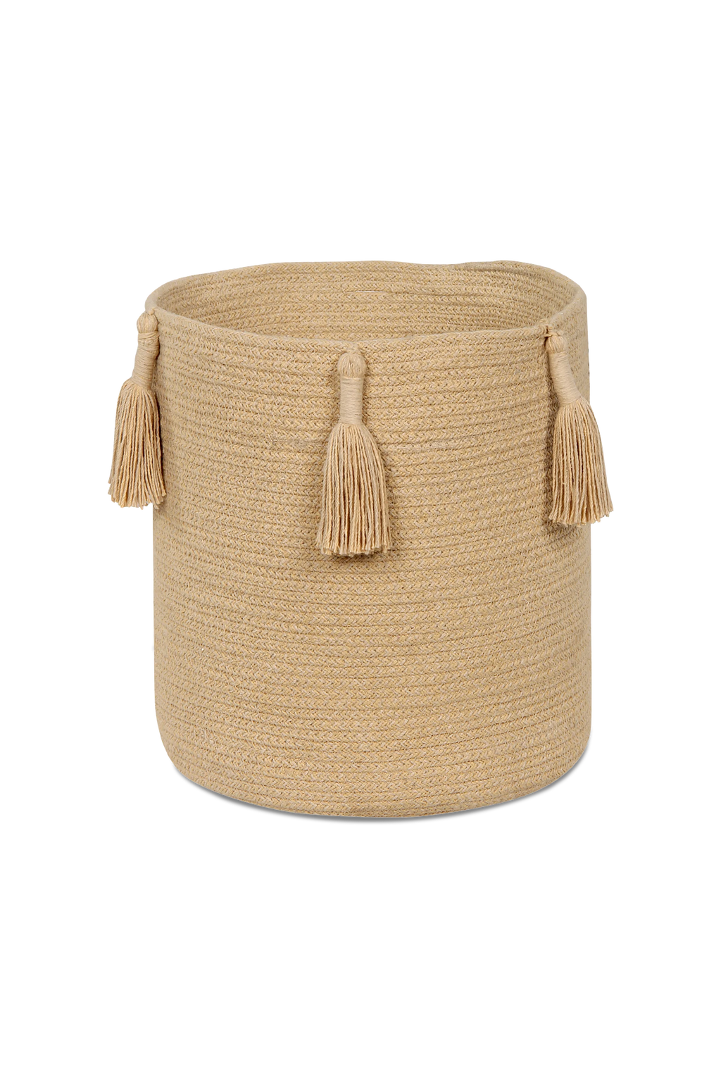 STORAGE BASKET FRINGES WOODY HONEY