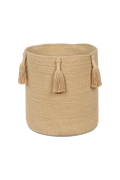 STORAGE BASKET FRINGES WOODY HONEY