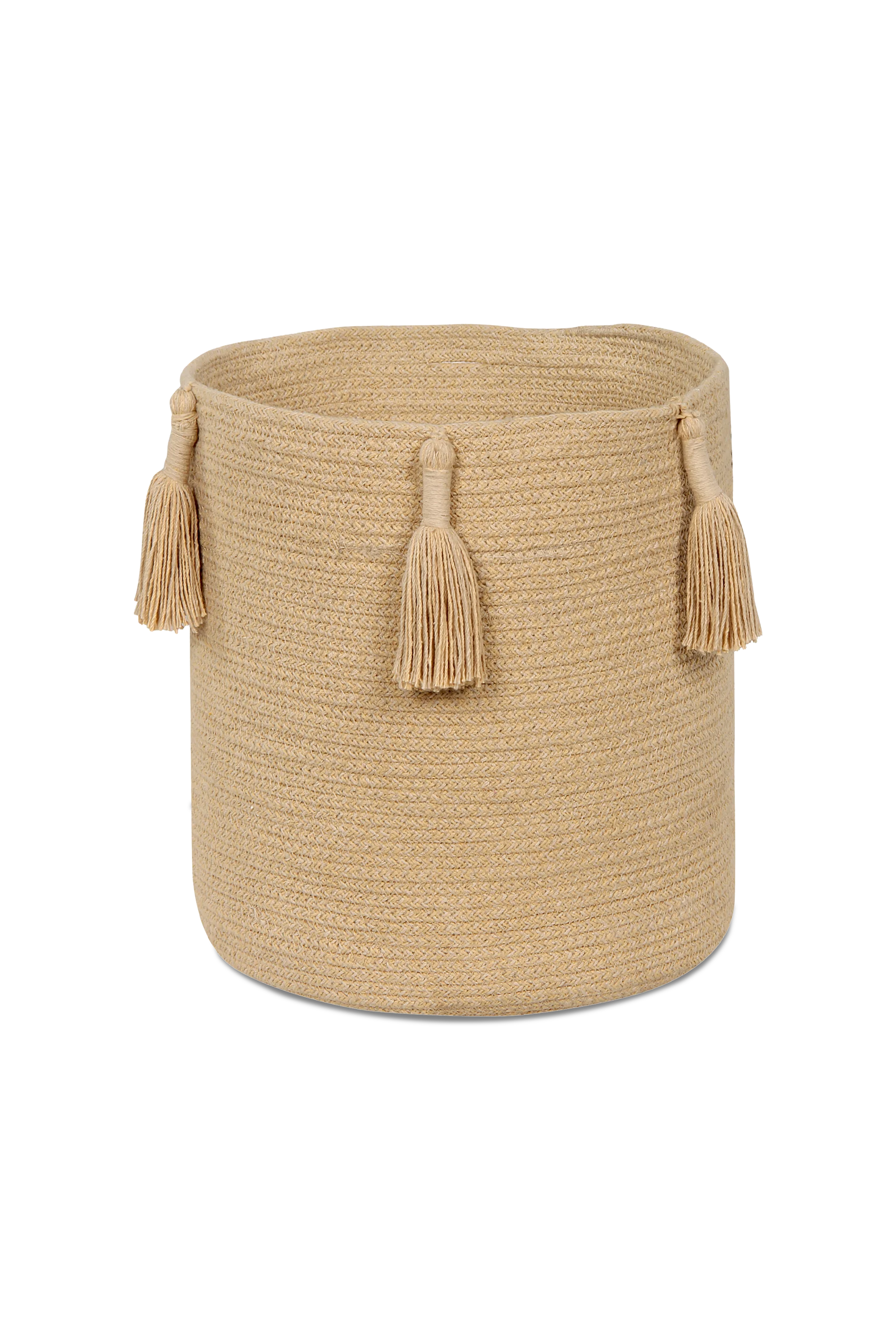 STORAGE BASKET FRINGES WOODY HONEY