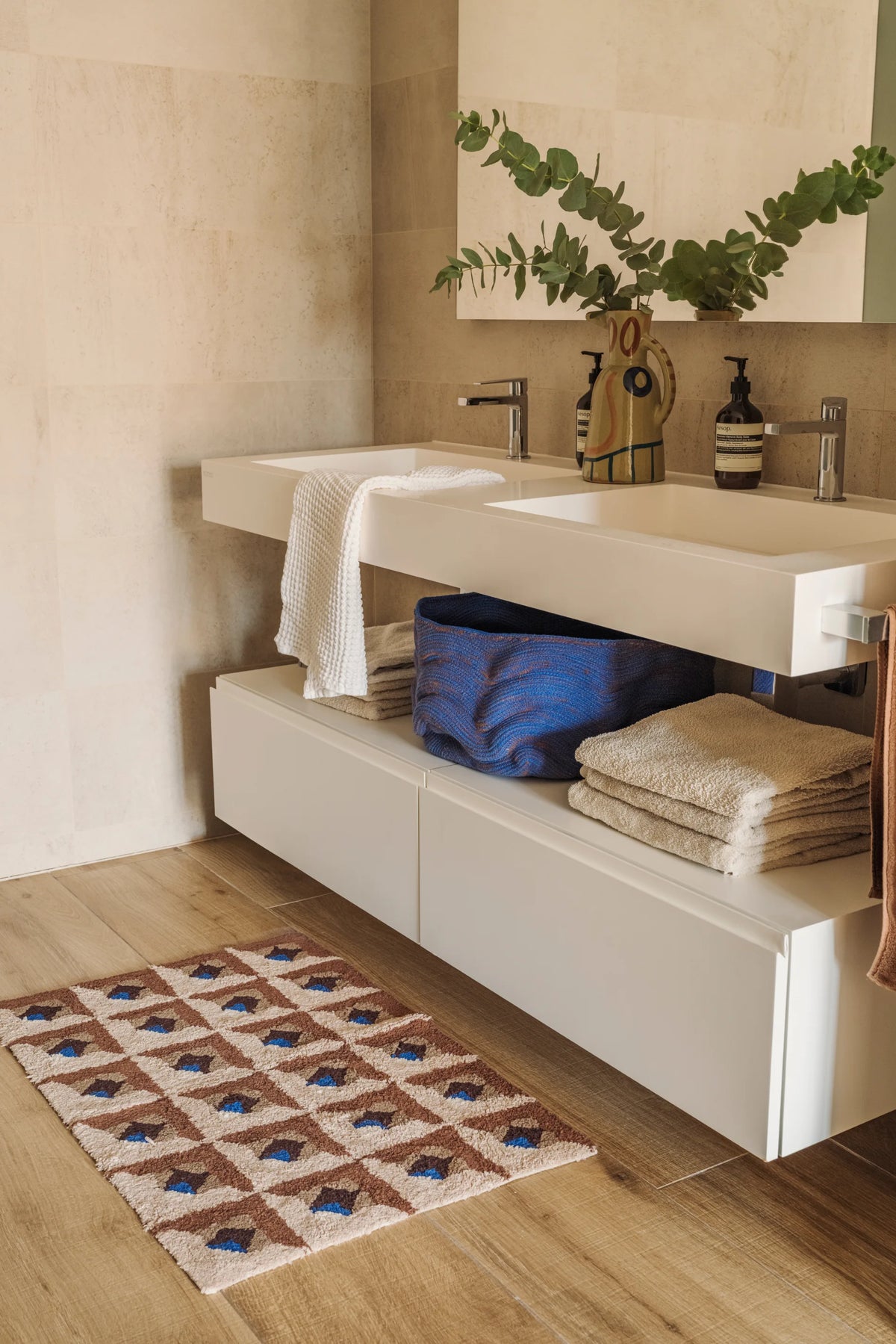 BATHROOM COTTON RUG TESSERA BROWN