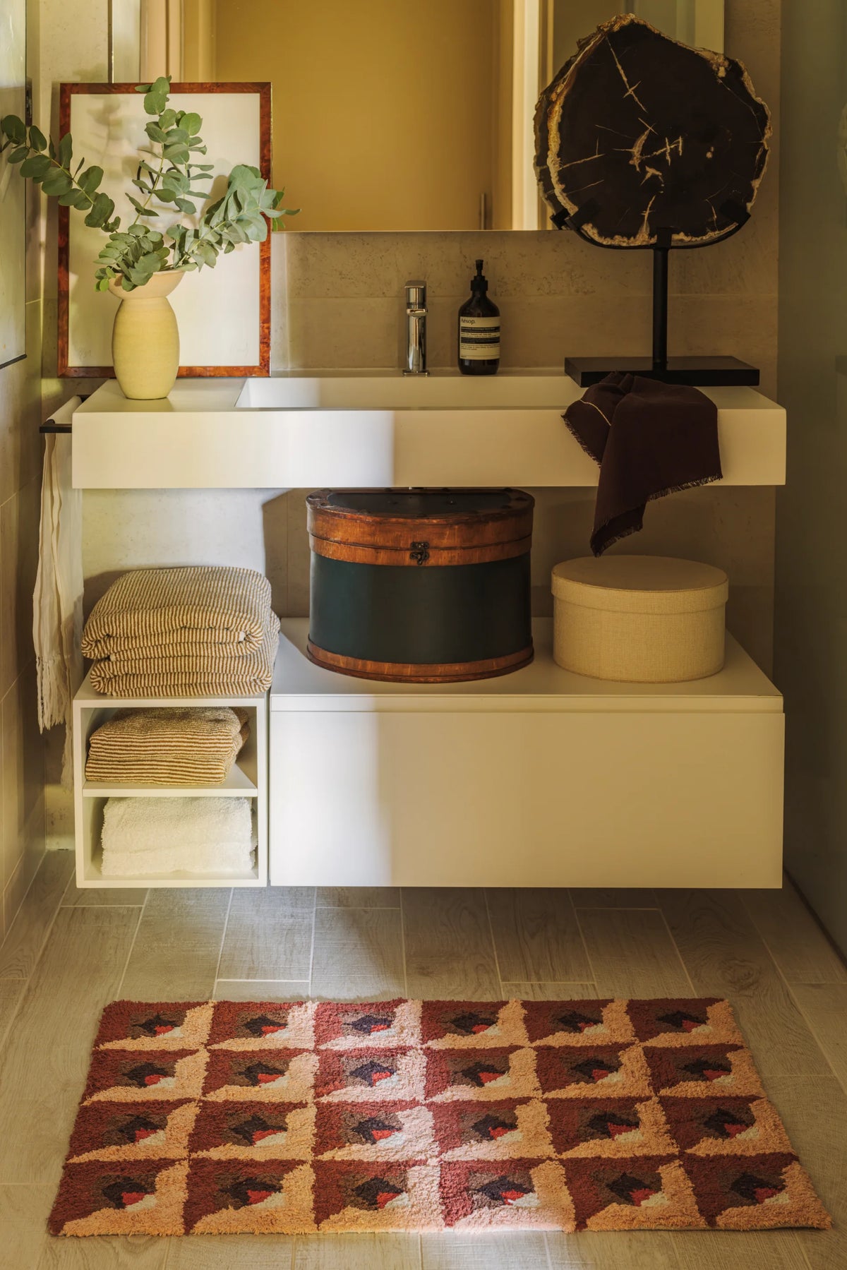BATHROOM COTTON RUG TESSERA RED