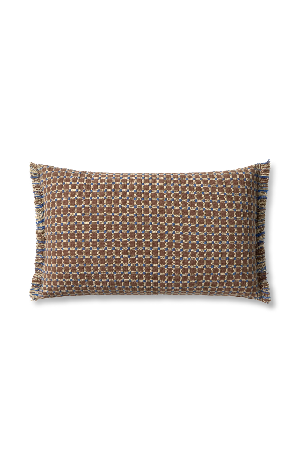 CUSHION CHECKER COCOA BROWN