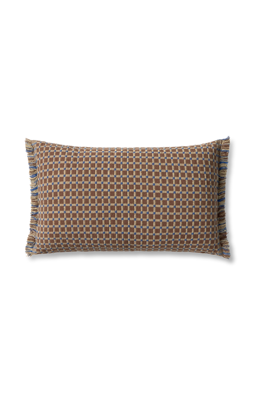 CUSHION CHECKER COCOA BROWN