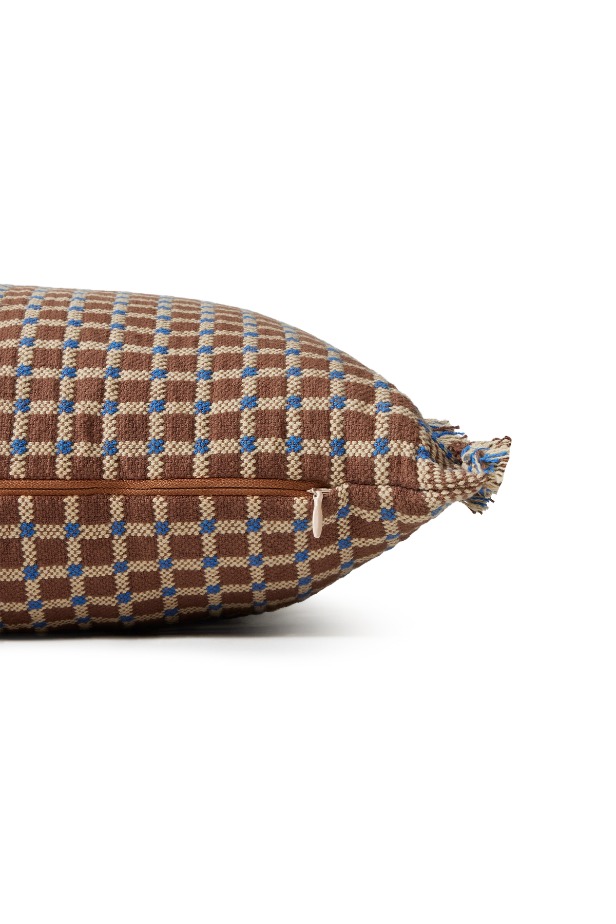 CUSHION CHECKER COCOA BROWN