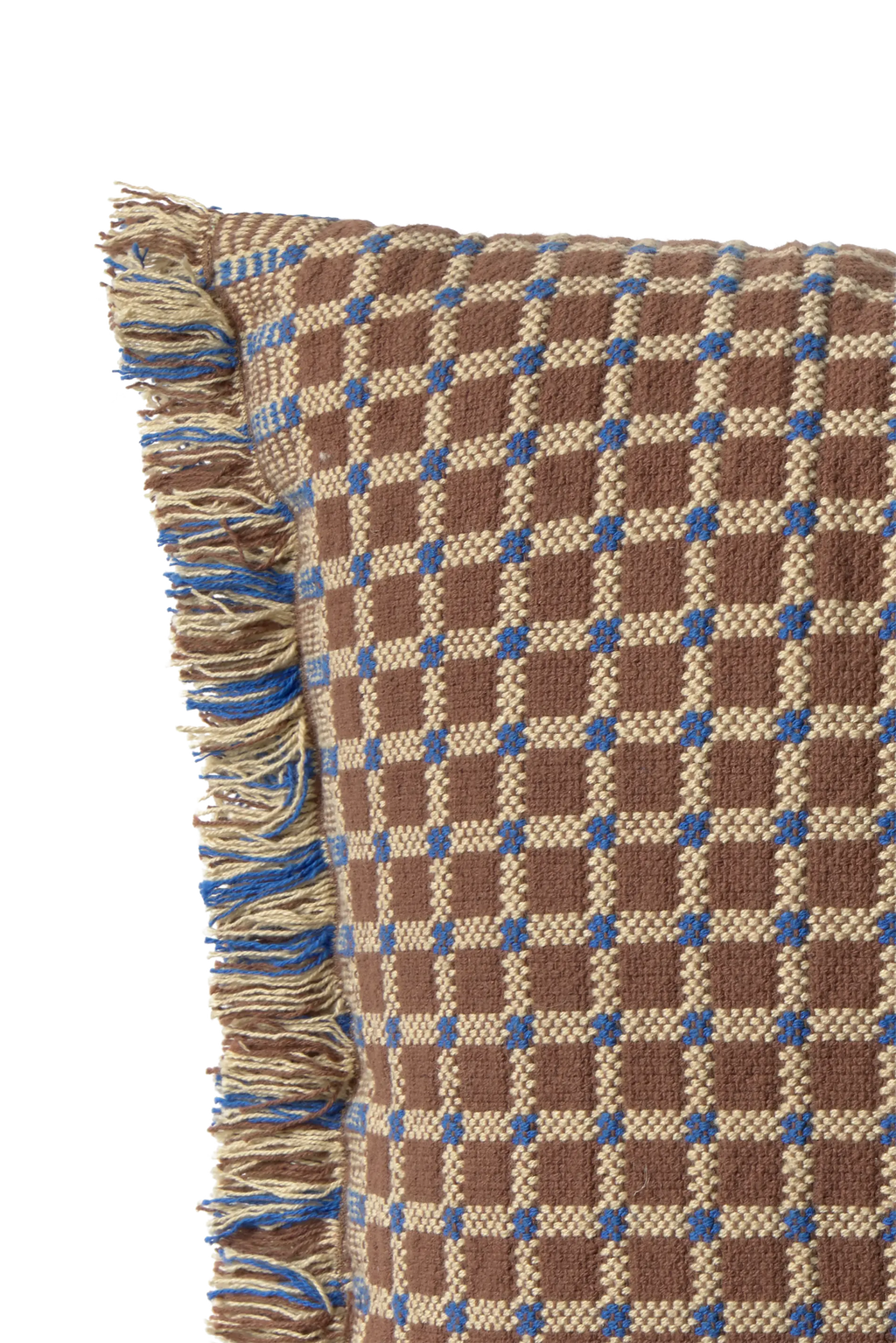CUSHION CHECKER COCOA BROWN