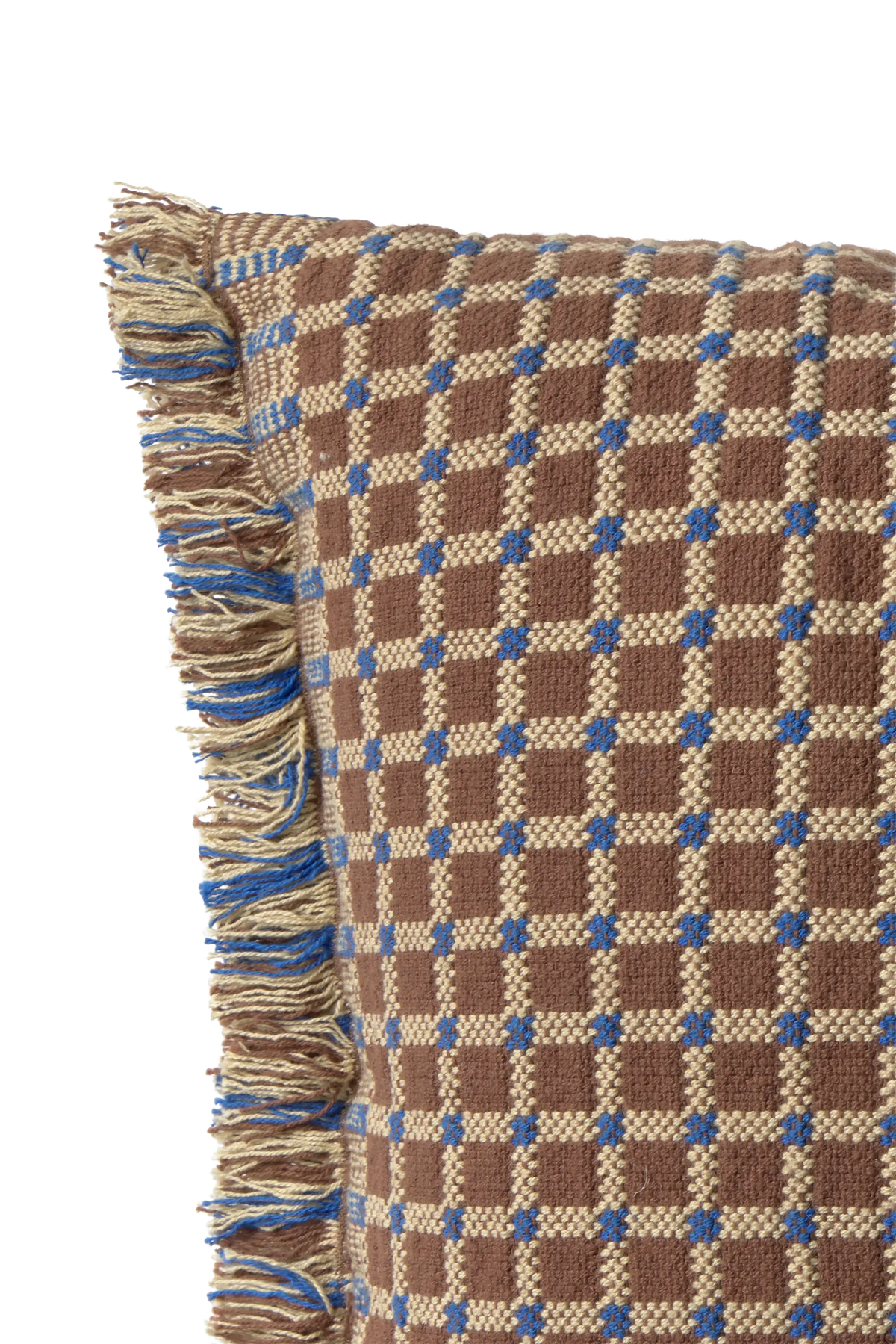 CUSHION CHECKER COCOA BROWN