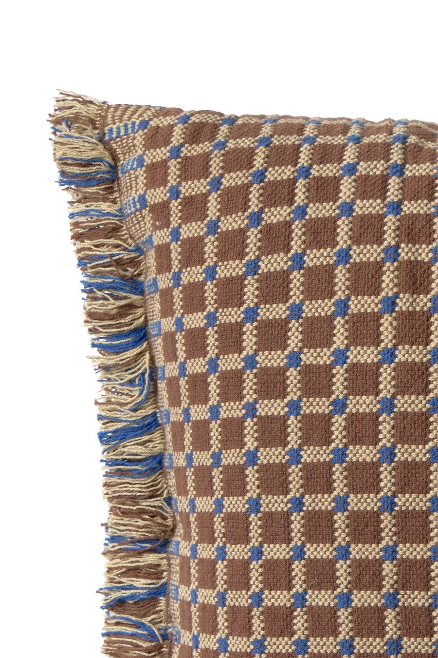 CUSHION CHECKER COCOA BROWN