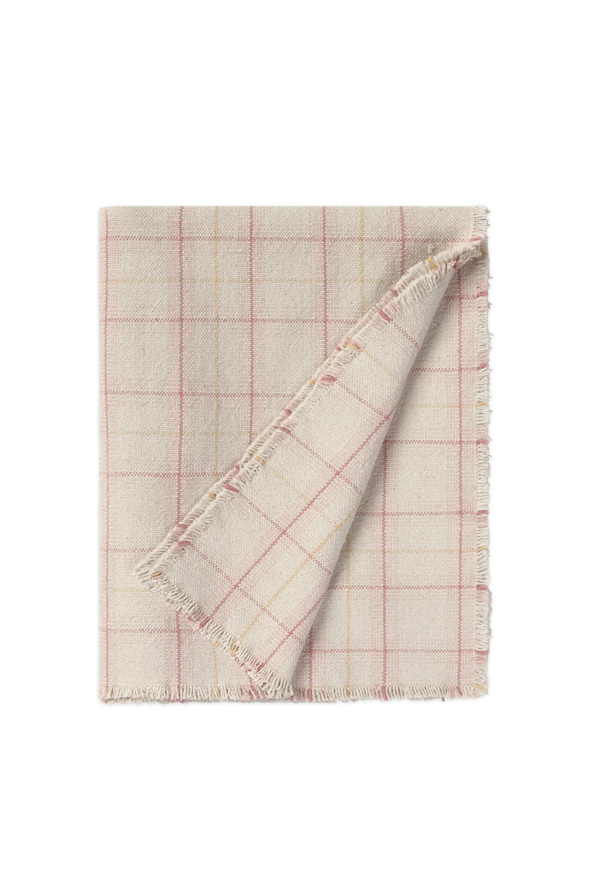 HANDLOOM KID BED THROW TARTAN ROSE