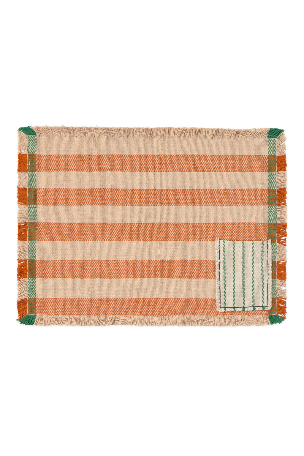SET OF 2 HANDLOOM PLACEMATS POCKET TERRACOTA