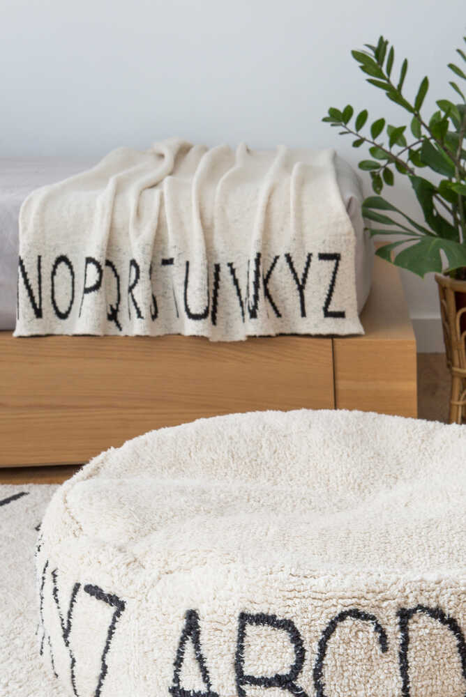 KNITTED BLANKET ABC NATURAL - BLACK-Throw Blanket-Lorena Canals-2