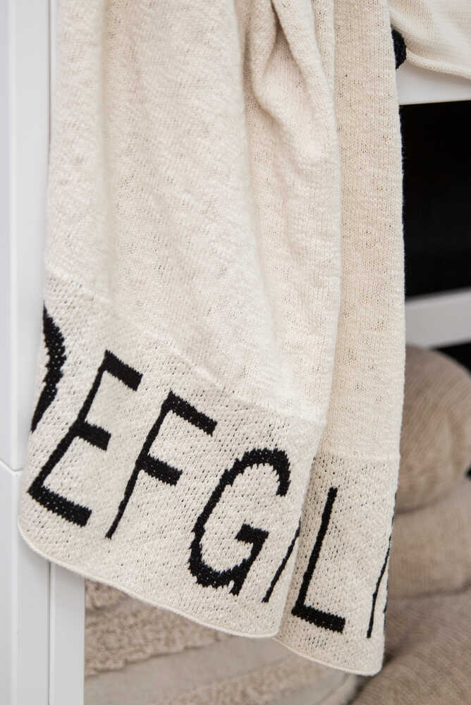 KNITTED BLANKET ABC NATURAL - BLACK-Throw Blanket-Lorena Canals-3