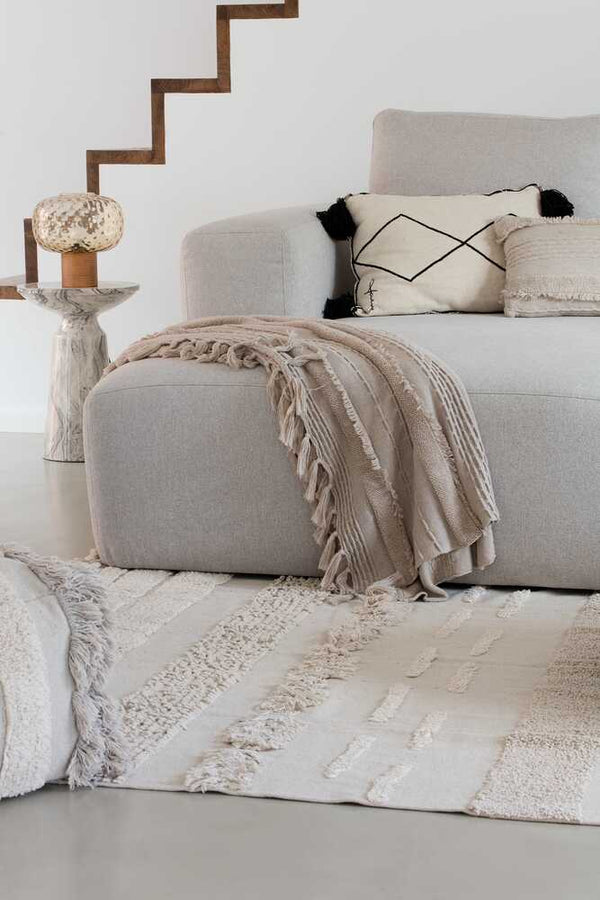 KNITTED BLANKET AIR DUNE WHITE-Throw Blanket-Lorena Canals-2