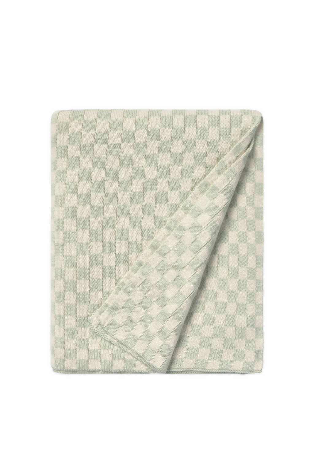 KNITTED BLANKET TILES BLUE SAGE