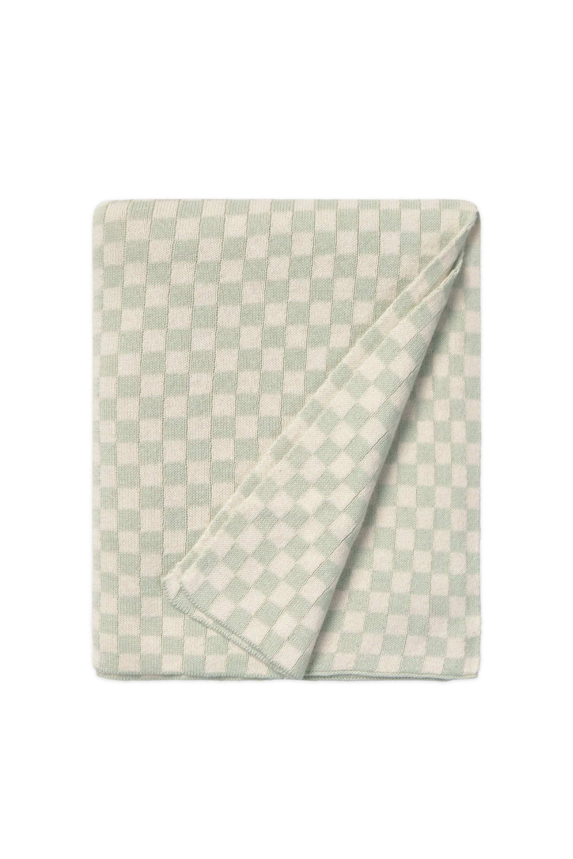 KNITTED BLANKET TILES BLUE SAGE