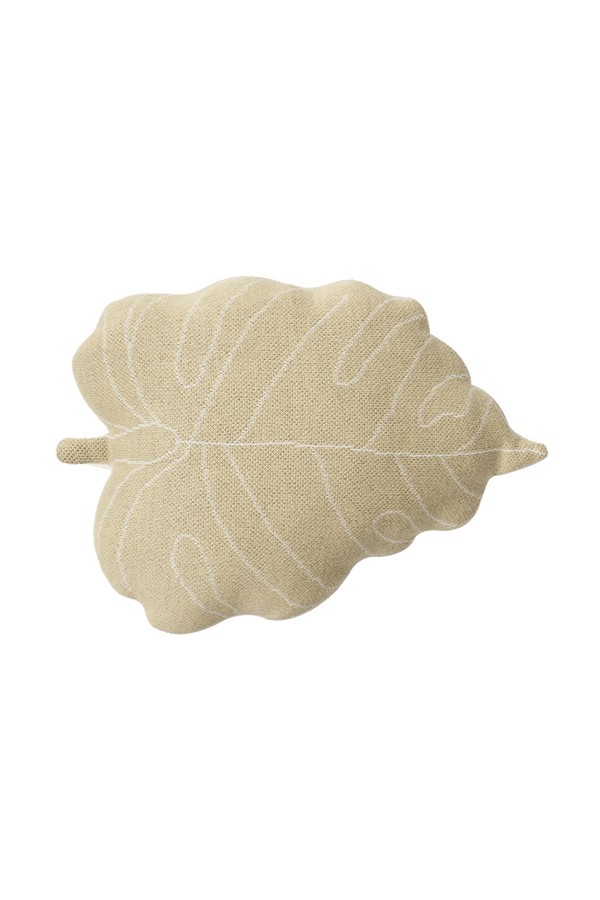 KNITTED CUSHION BABY LEAF OLIVE-Throw Pillows-Lorena Canals-1