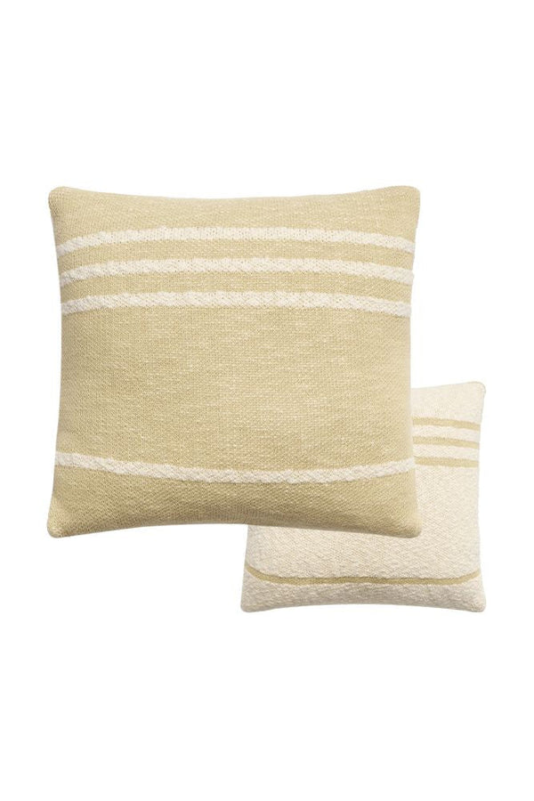 KNITTED CUSHION DUETTO OLIVE - NATURAL-Throw Pillows-By Lorena Canals-1