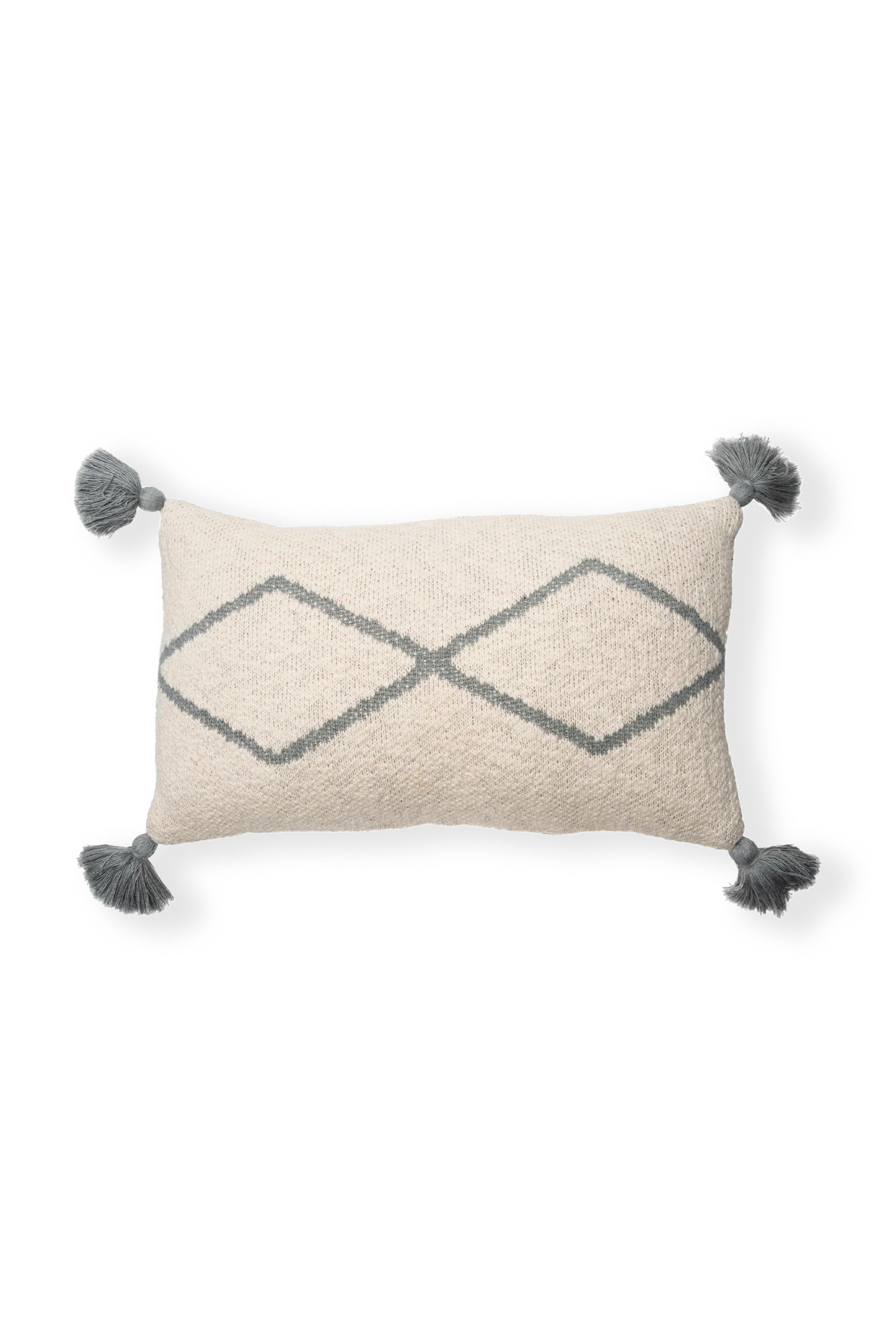 KNITTED CUSHION LITTLE OASIS NATURAL - GREY