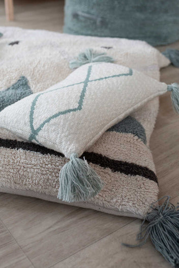 KNITTED CUSHION LITTLE OASIS NATURAL - INDUS BLUE-Throw Pillows-Lorena Canals-3