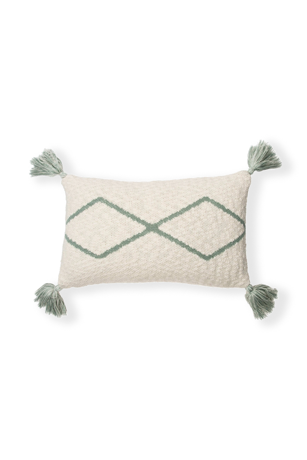 KNITTED CUSHION LITTLE OASIS NATURAL - INDUS BLUE