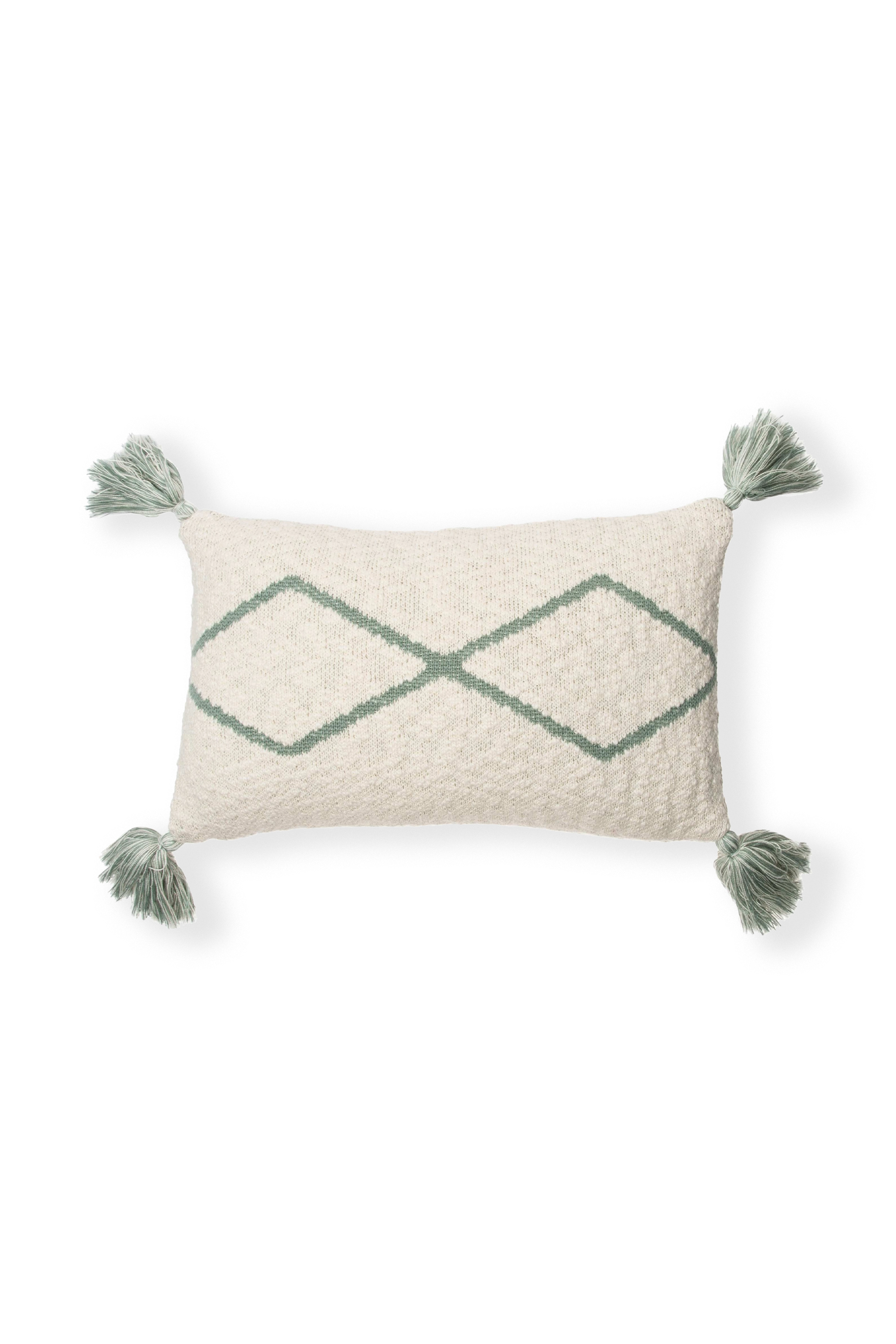 KNITTED CUSHION LITTLE OASIS NATURAL - INDUS BLUE