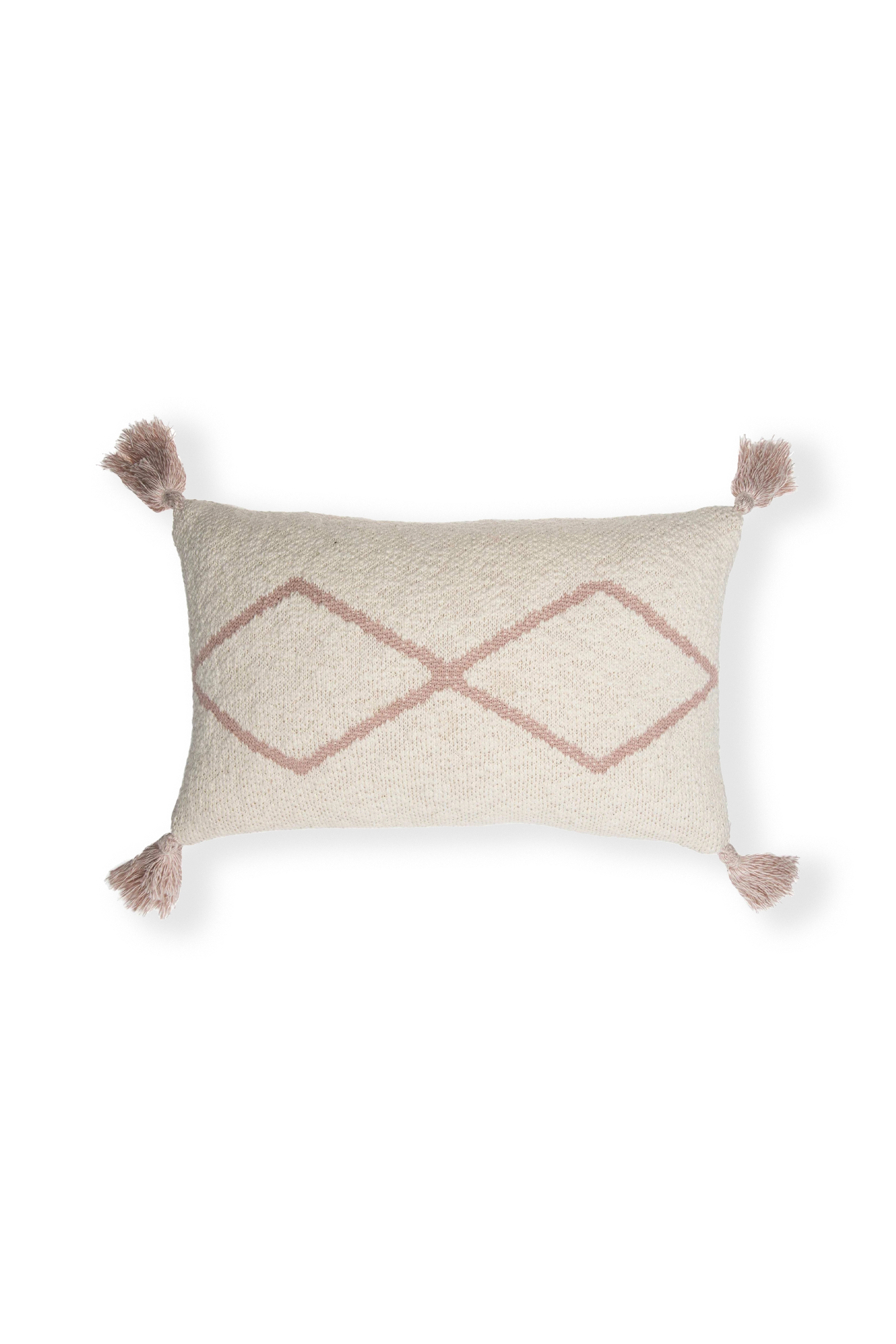 KNITTED CUSHION LITTLE OASIS NATURAL - PALE PINK