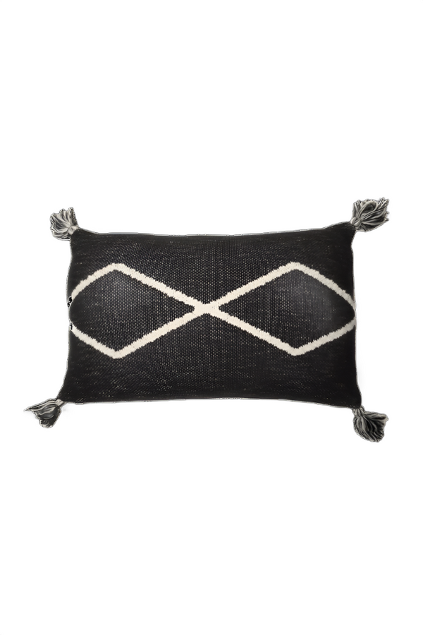 KNITTED CUSHION OASIS BLACK-Throw Pillows-Lorena Canals-1
