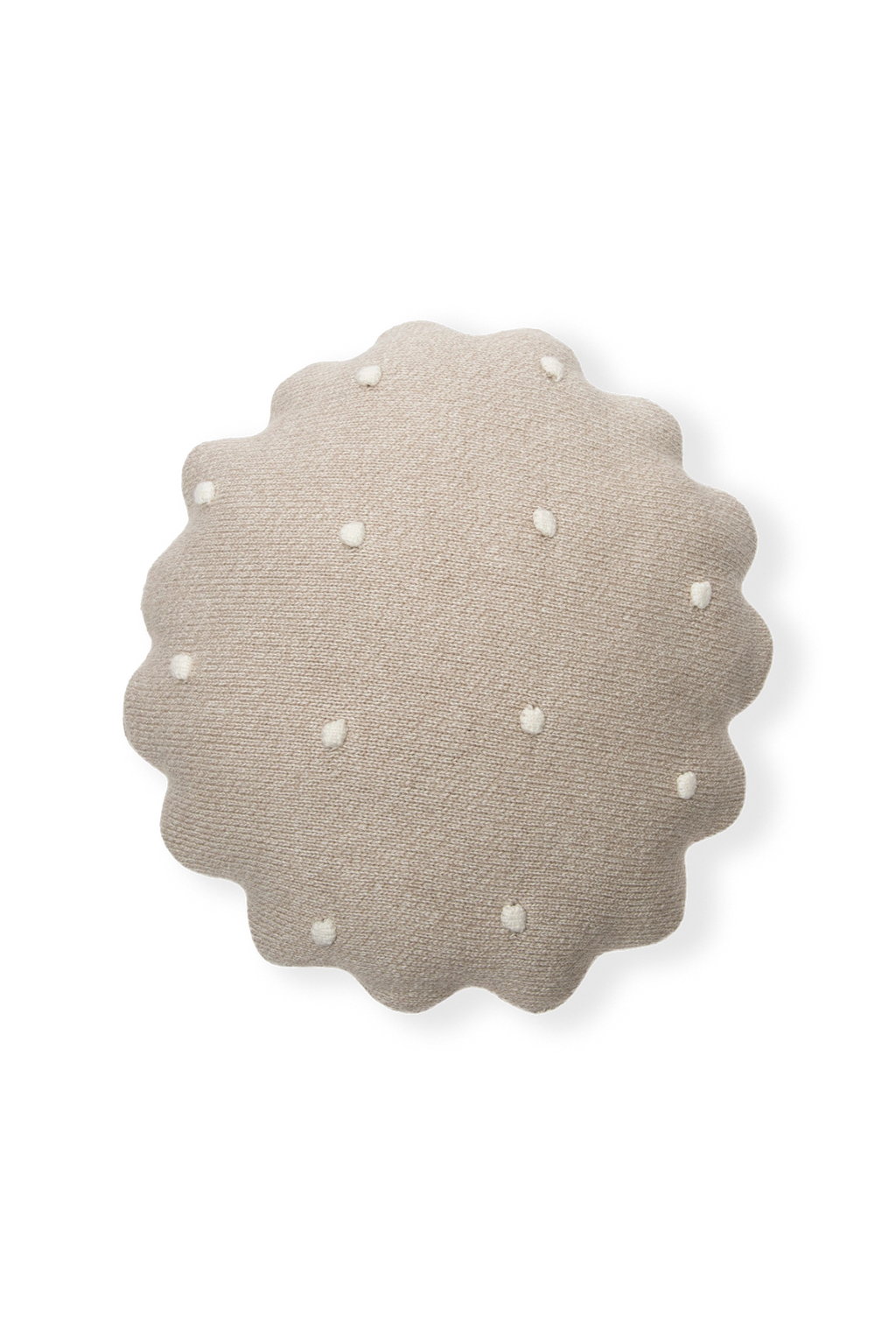 KNITTED CUSHION ROUND BISCUIT DUNE WHITE