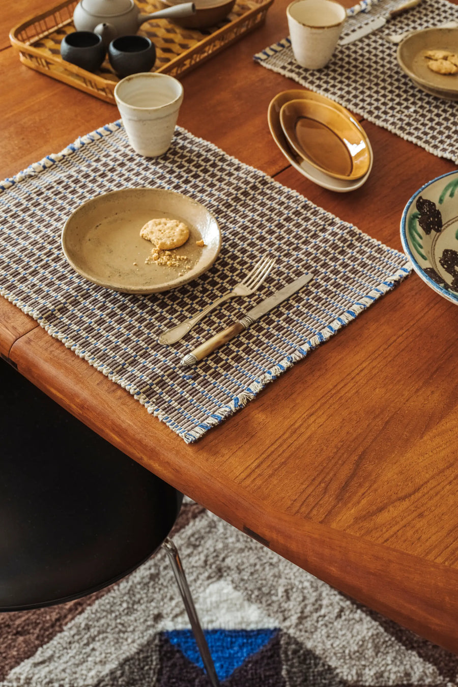 PLACEMAT CHECKER COFFEE BEAN - SET OF 2