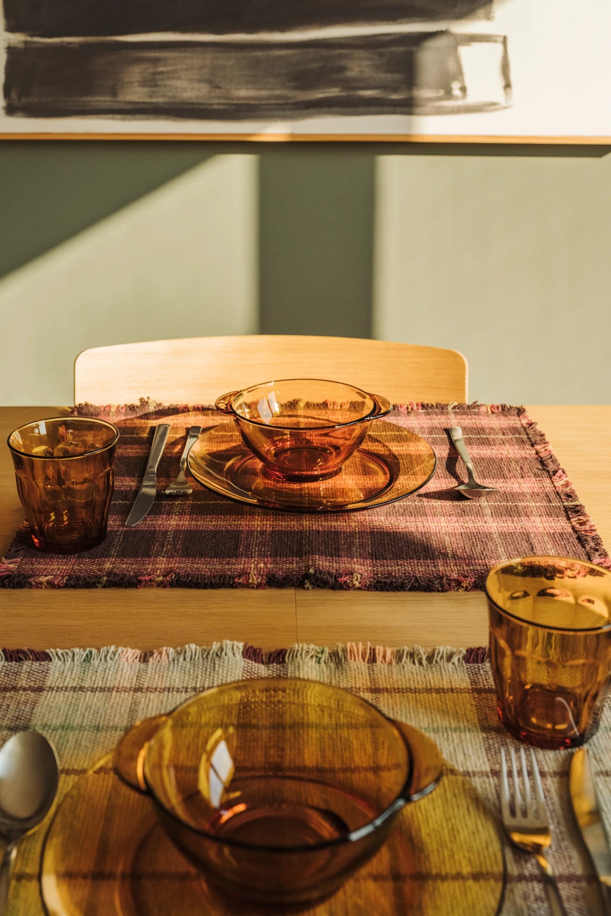 PLACEMAT TARTAN COFFEE BEAN - SET OF 2