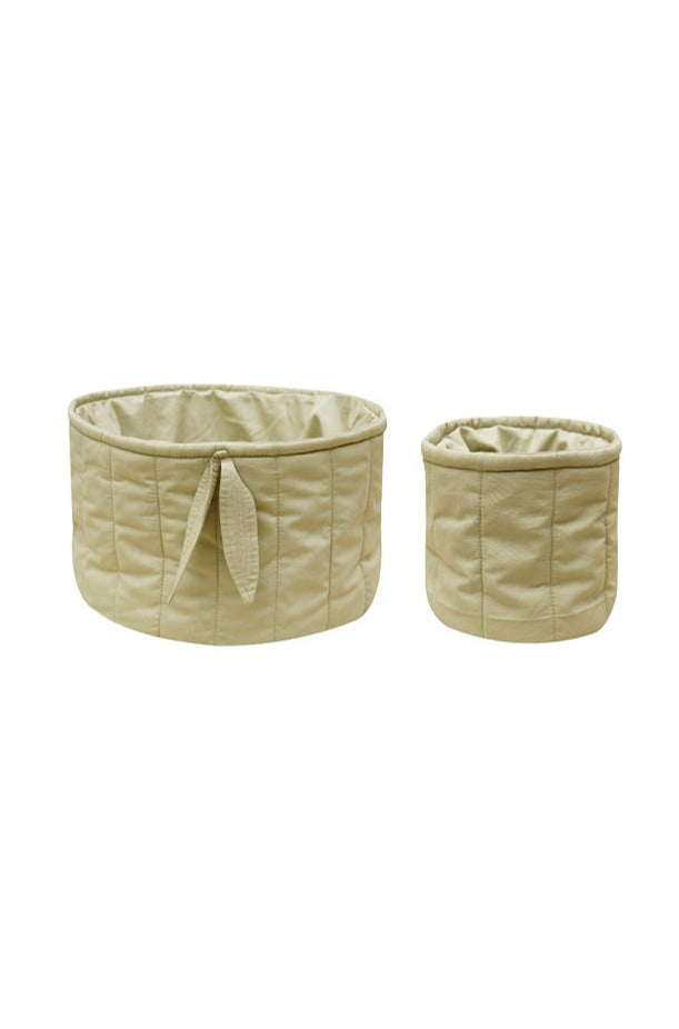 SET OF TWO QUILTED BASKETS OLIVE-Basket-By Lorena Canals-1
