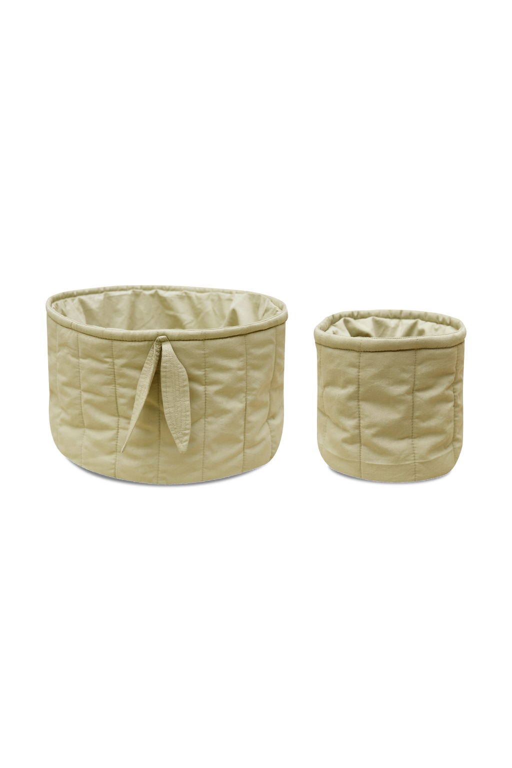 SET OF TWO QUILTED BASKETS OLIVE