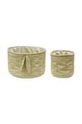 SET OF TWO QUILTED BASKETS OLIVE
