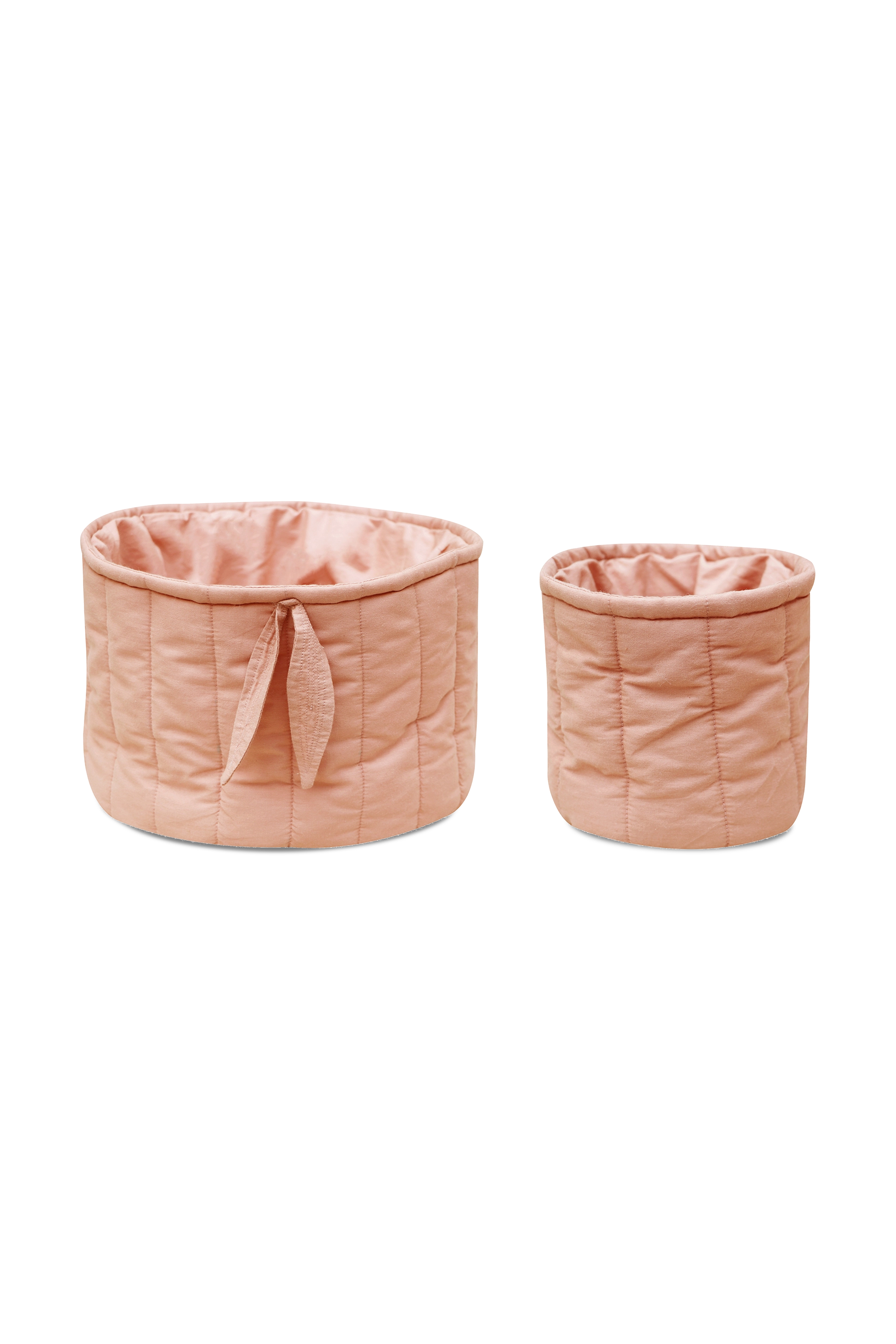 SET OF TWO QUILTED BASKETS VINTAGE NUDE
