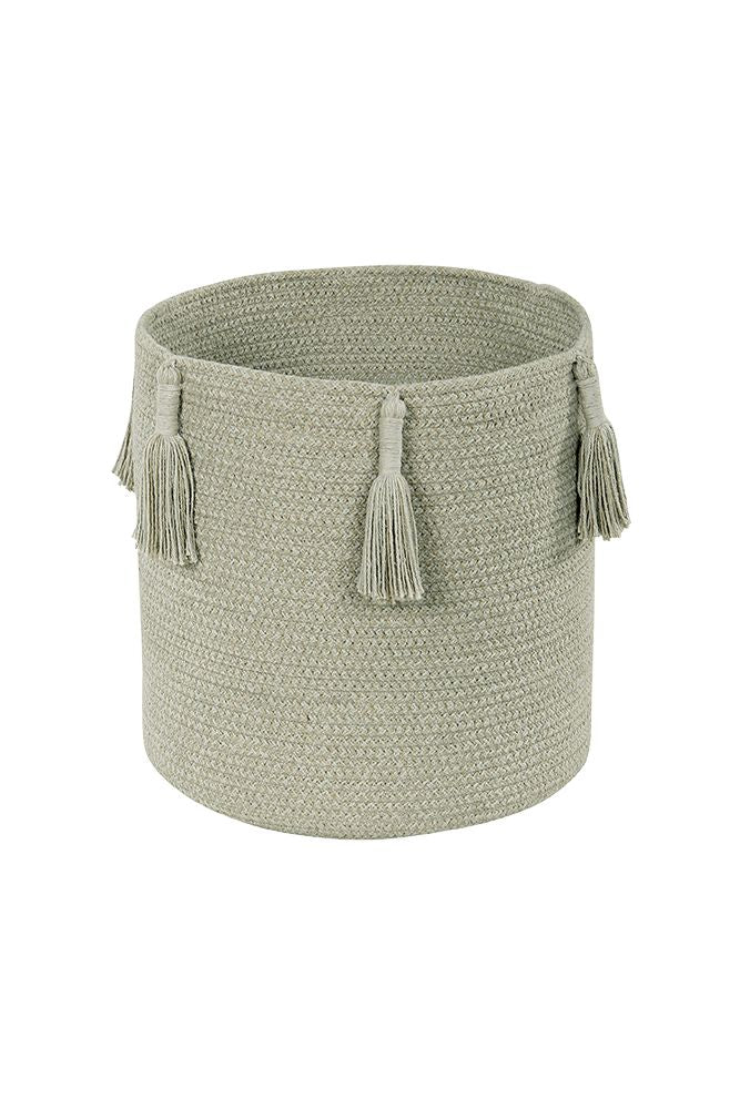 STORAGE BASKET FRINGES WOODY OLIVE-Basket-By Lorena Canals-1