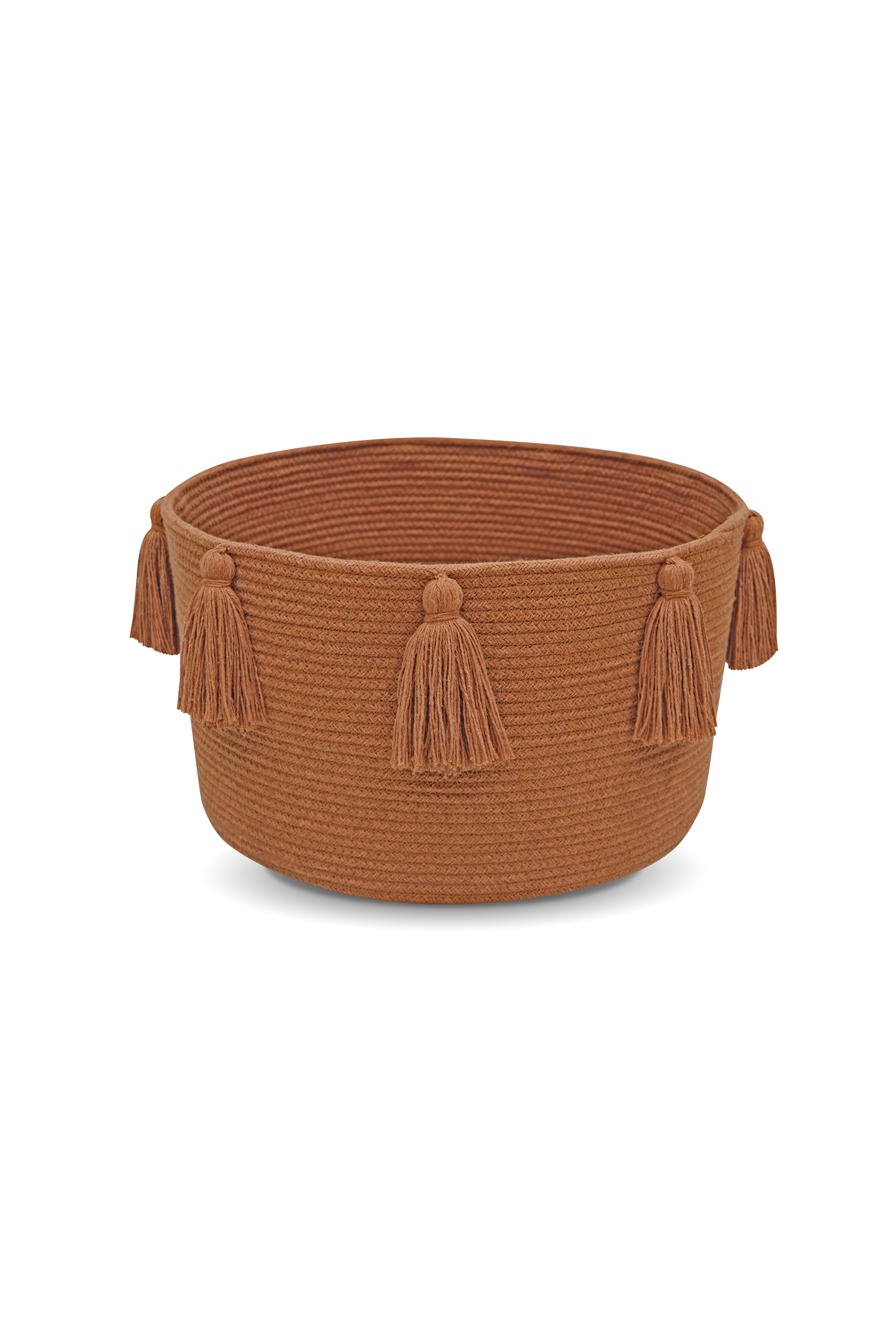BASKET NEW TASSELS CHESTNUT