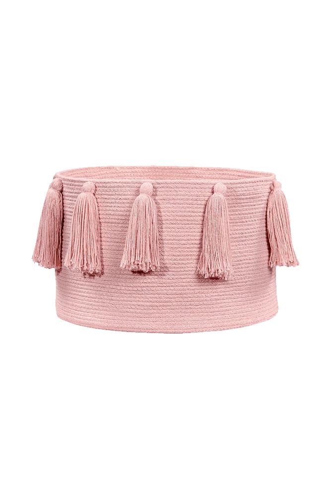 STORAGE BASKET TASSELS PINK-Basket-By Lorena Canals-1