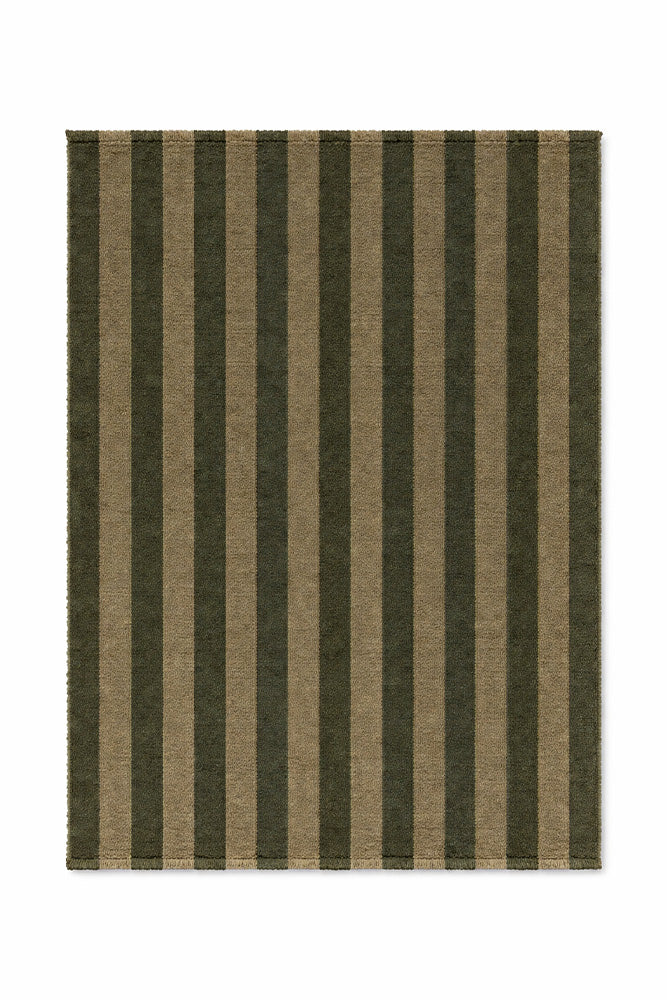 SWATCH WASHABLE RUG CABANA LINES WOOL KAKI AND DUCK GREEN