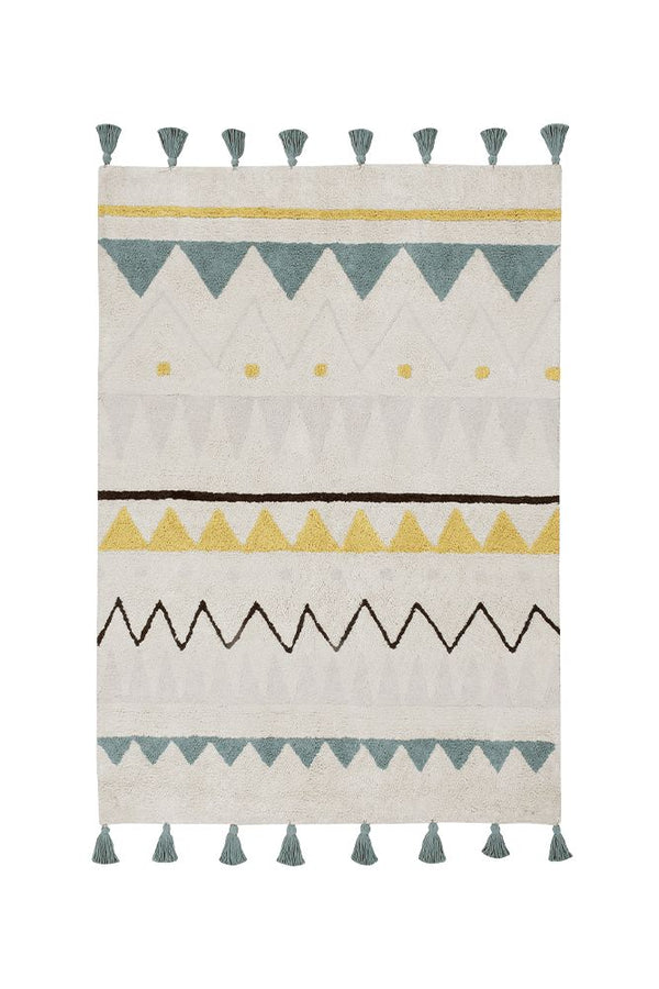 WASHABLE AREA RUG AZTECA VINTAGE BLUE-Cotton Rugs-By Lorena Canals-1