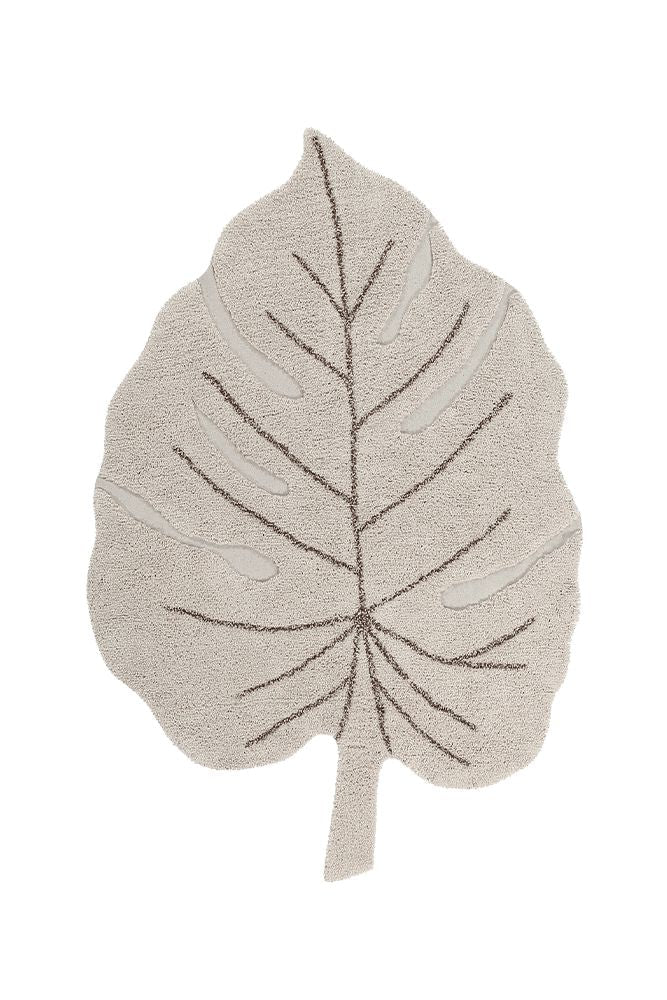 WASHABLE COTTON RUG MONSTERA NATURAL-Cotton Rugs-By Lorena Canals-1