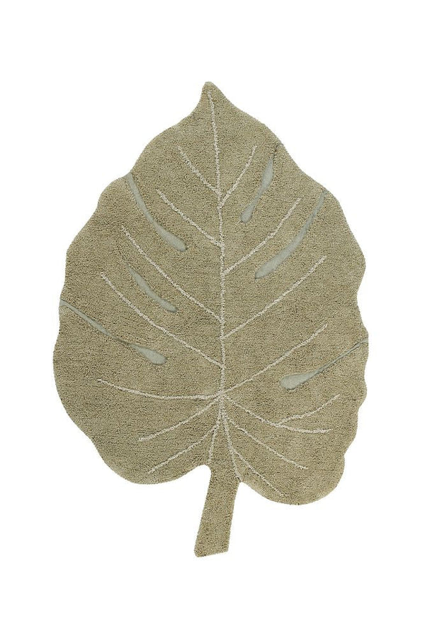 WASHABLE COTTON RUG MONSTERA OLIVE-Cotton Rugs-By Lorena Canals-1