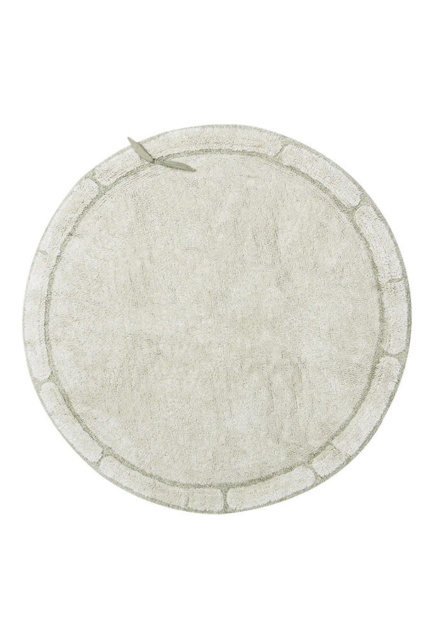 WASHABLE ROUND RUG BAMBOO SENSORIAL LEAF-Cotton Rugs-By Lorena Canals-1