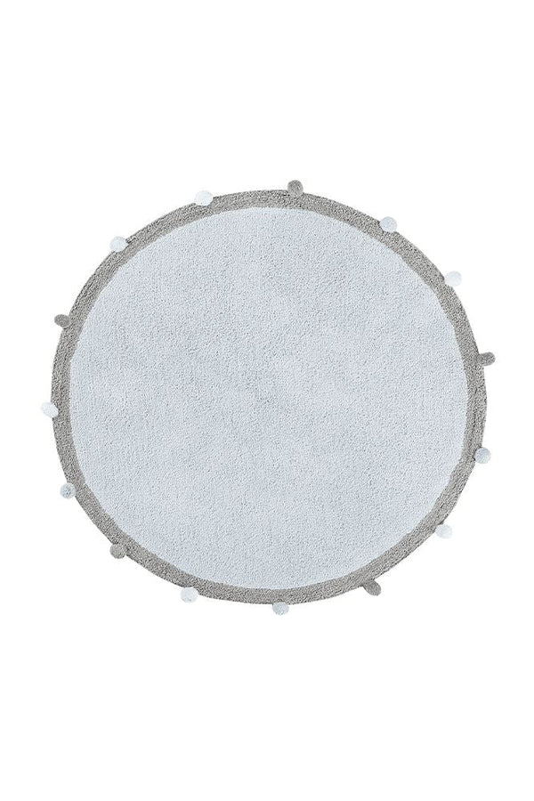 WASHABLE ROUND RUG BUBBLY BLUE - GREY-Cotton Rugs-By Lorena Canals-1