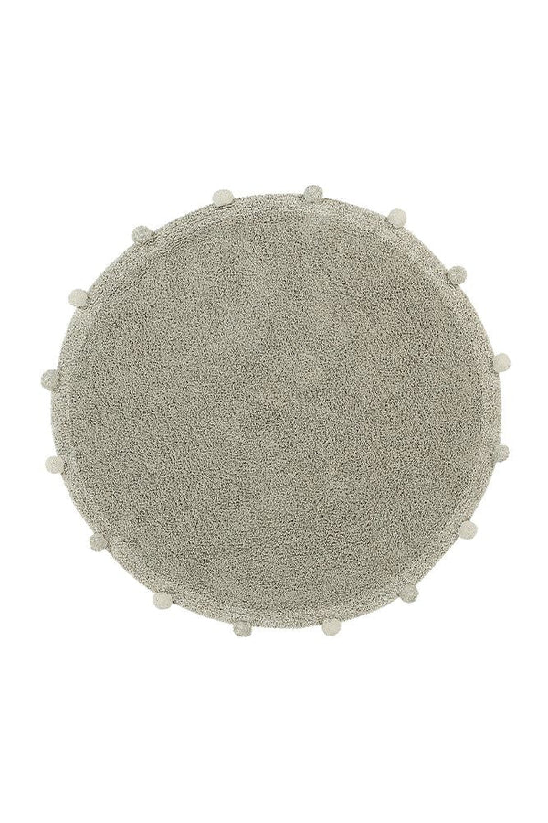 WASHABLE ROUND RUG BUBBLY OLIVE - NATURAL-Cotton Rugs-By Lorena Canals-1