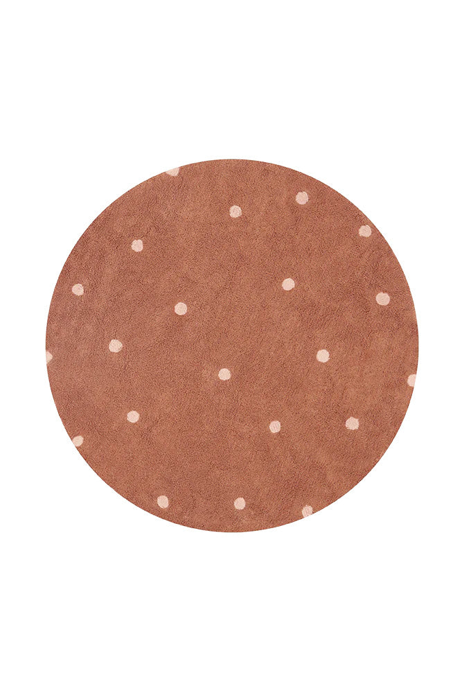 WASHABLE ROUND RUG DOT CHESTNUT-Cotton Rugs-By Lorena Canals-1